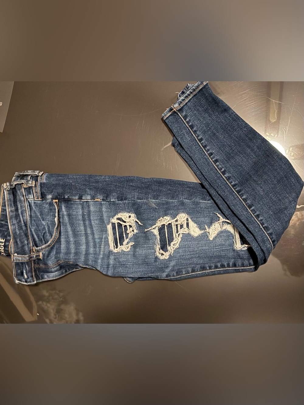 American Eagle Outfitters Woman’s Distressed Dark Blue Skinny Jeans
